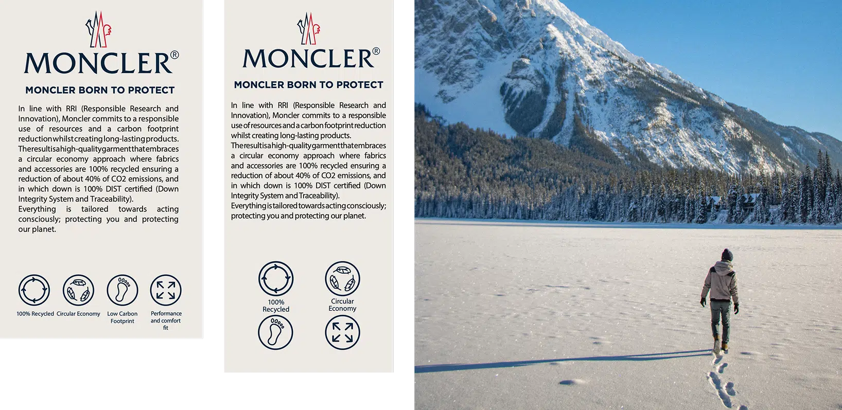 Moncler Born to Protect — sustainability campaign visuals
